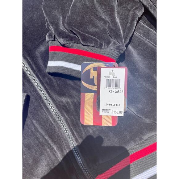 PHAT FARM Velour Hoodie Jacket Zip Up Pull Over 2 Piece Set Men's Black SIZE 2XL - Picture 2 of 6